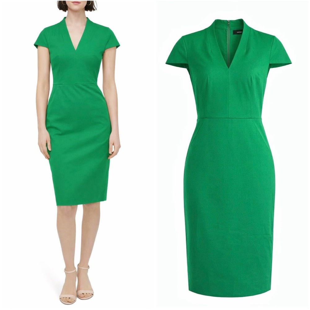 🆕 J. Crew V-Neck Sheath Dress in Bi-Stretch Cotton